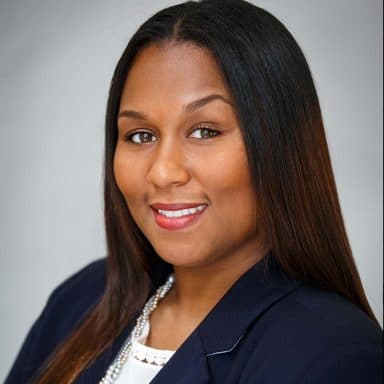 black female business headshot straight hair navy jacket